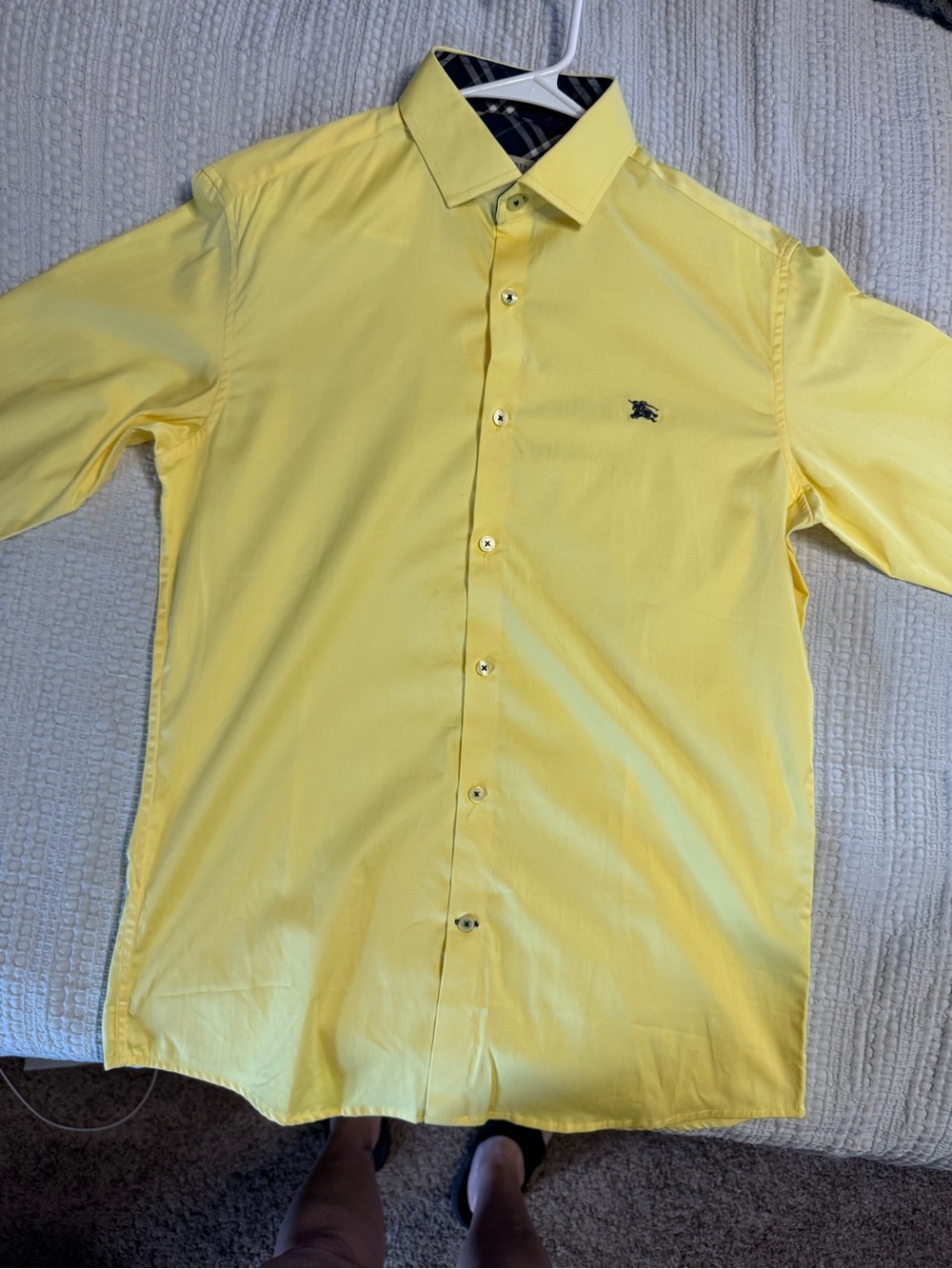 Burberry Soft Yellow Button-Up Dress Shirt